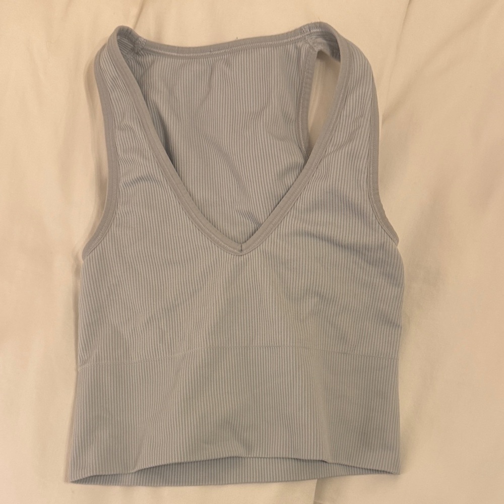Light Blue Ribbed Tank Top